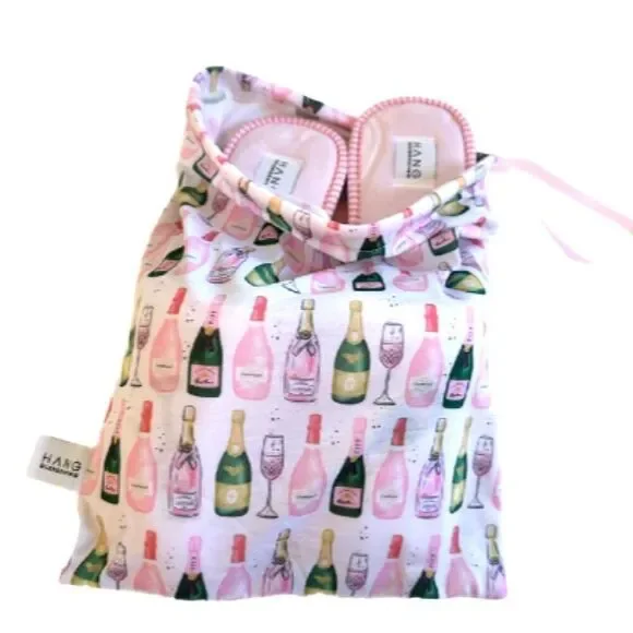 Champagne Lover’s Slipper And Pouch Set. Size large (10/11) - Picture 3 of 8